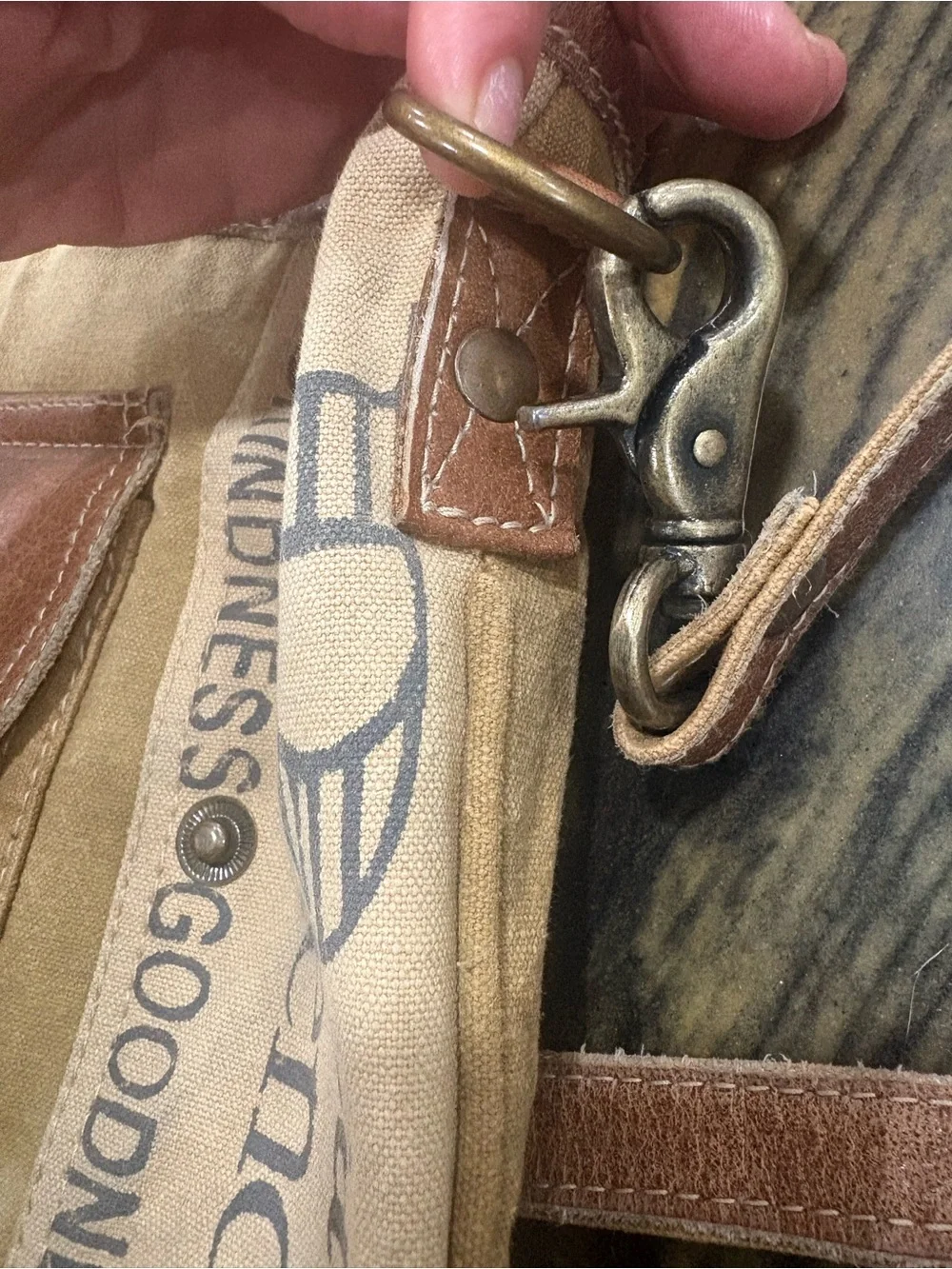 Peace & Patience crossbody bag /purse made from repurposed military canvas